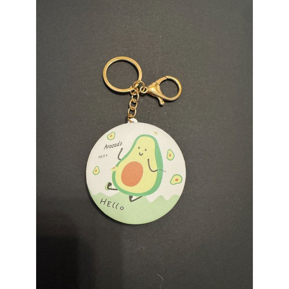Avocado-Themed Compact Mirror Keychain Pack Of 6 With Assorted Designs